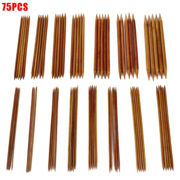 75 st Bambu Dubbelspetsiga Stickor Slitstark För Strumpa Tröja Halsduk Mörkbrun