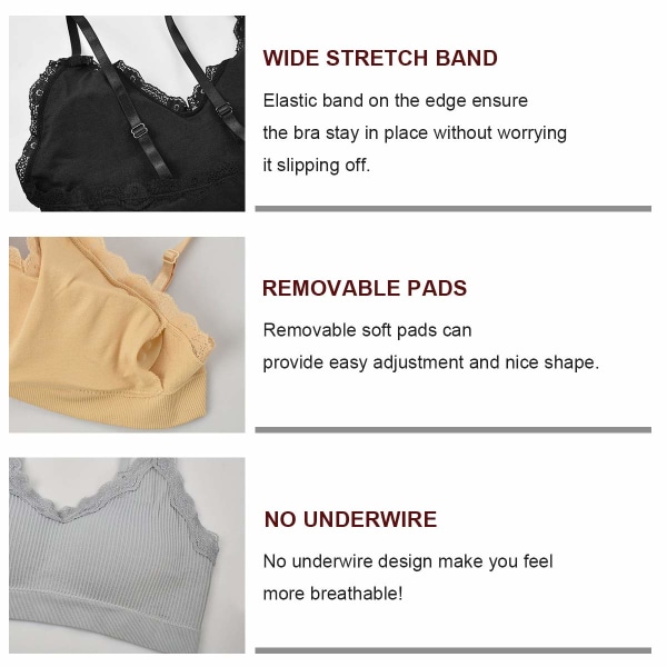 4 stykker V-hals tube top bh sømløse bralette stropper polstret camisole bandeau sports bh søvn bh vest toppe med elastiske stropper til kvinder piger