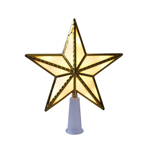 3D lysende femuddig stjerne LED Transparent femuddig stjerne julgran topp dekorasjon prydnad guld
