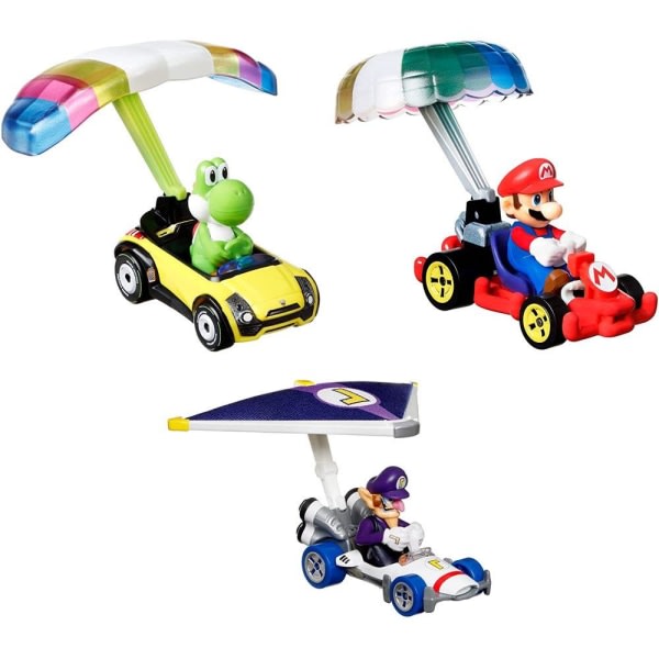 3-pakkaus Hot Wheels Super Mario Kart Racers 1:64 Bilar Metall flerfärgad