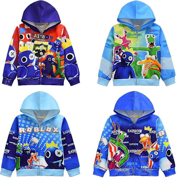 Rainbow Friends Roblox Børne Kappa Hætte Zip Jakke Top Julegave D 120cm