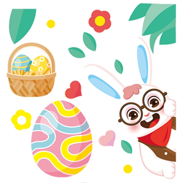 Påskeglasklistermærke Påskekurv Egg Bunny