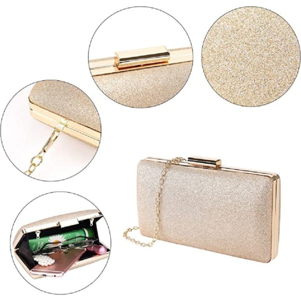 Håndtaske Kvinder Aftentasker Skinnende Guld Tote Bag Kæde Skuldertaske Lille tegnebog til Brude Bryllupsfest Prom (1 stk)