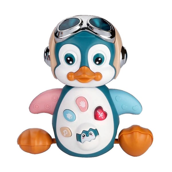 Musikalisk interaktiv pingvin, dansrörelse Lär dig pedagogisk leksak, blå