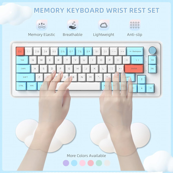 Cloud Memory Foam håndledsstøtte for datamaskin tastaturmus, 2-i-1 musematte med underlag, ergonomisk design, anti-smuss-hvit