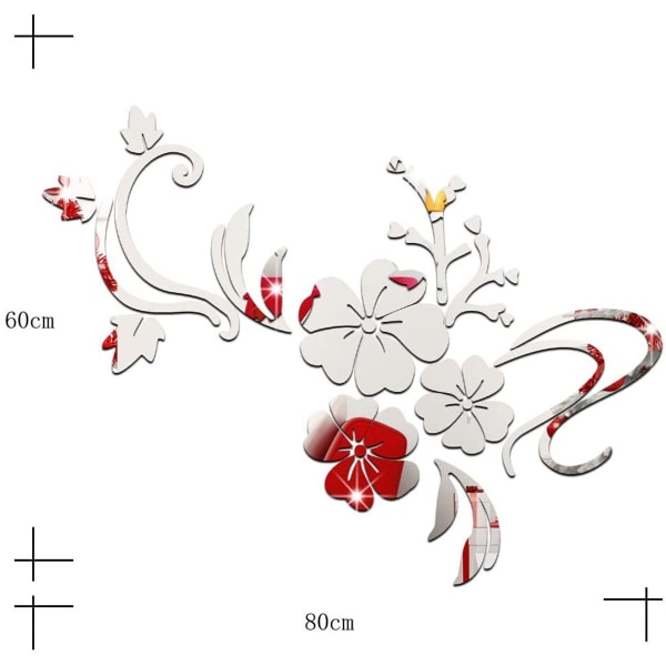 3D-väggspeglar Blommor Väggmålningar Tredimensionell Vägg