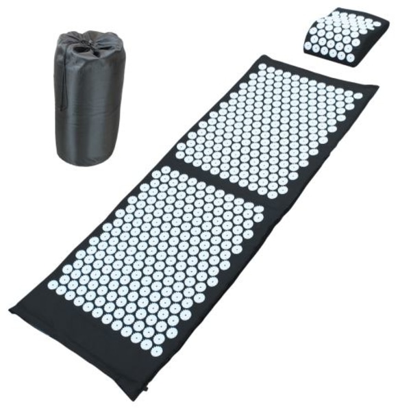Akupressurmatta och kudde 130 x 50 cm med transportväska - Svart