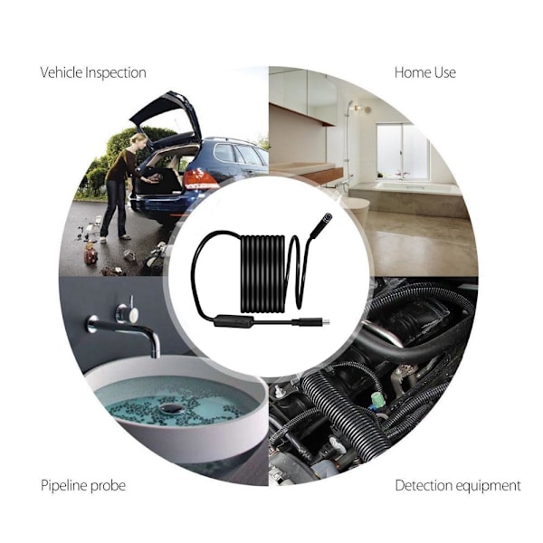 2 m USB Endoskop Kamera Vanntett IP67 Myk Kabel Android / PC black 71