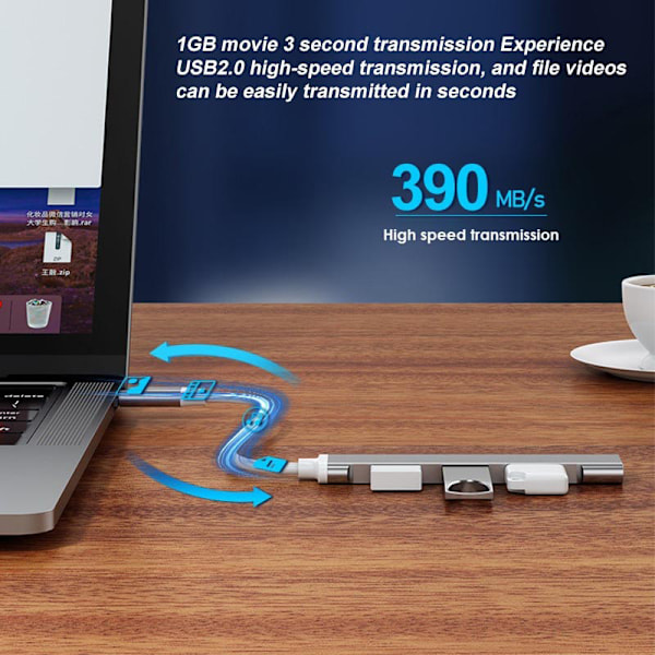 HUB 3.0 Typ C 3.1 4-ports Multi Splitter Adapter OTG för PC Grå Gray USB