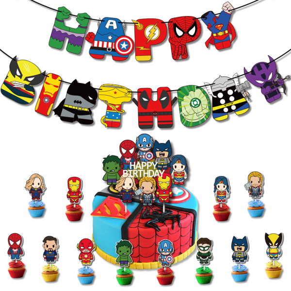 Spider-Man Theme Party Dekoration Accessories Kit för barn Födelsedagsfest Set A