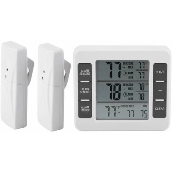 Køle-fryseskab Termometer Digital Alarm Lydalarm Med Trådløs Sensor Min/Max Display