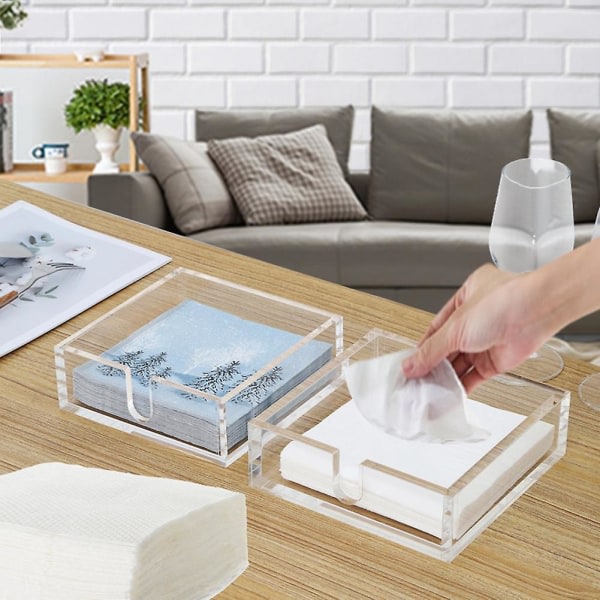 Genomskinlig Akryl Tissue Box Hållare Hem Hotel Handduk Servett Box Container Hushåll Vardagsrum