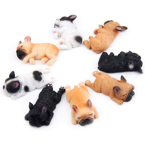 4-pack 3D-kylmagnet fransk sovande bulldog