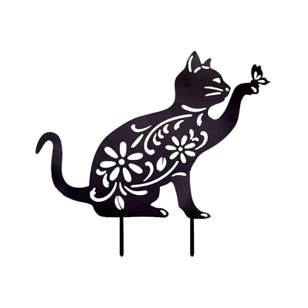 Kattskylt Dekorativ påle Halloween rekvisita Akryl Svart katt Silhuett Estetisk konst Ihålig påle for trädgårdsgård