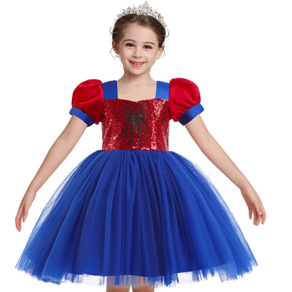 Flickor Spiderman Princess Kostym Klänning Party Fancy Bubble Kjol 120cm