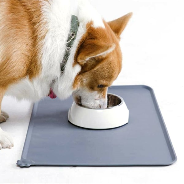Halkfri silikonmatta för hundkattskål Hållbar läcksäker matdyna för liten medelstor hundkatt Rosa 55cm * 38cm360g