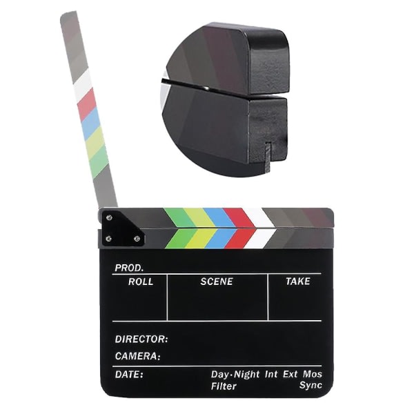 Dry Erase Regissørfilm Film Clapboard Cut Action Scene Clapper Board skiffer med fargeglada pinnar