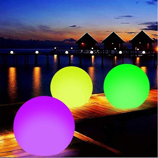 Oppustelig LED-strandbold, 13 farver lysende oppustelige bolde, udendørs strand swimmingpool legebold med LED-lys