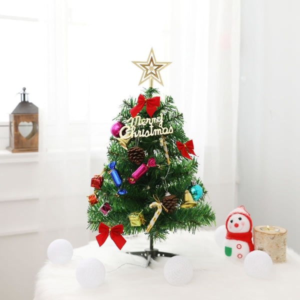 50 cm juletræ med stearinlys, nytårsskrivebord mini Ornam