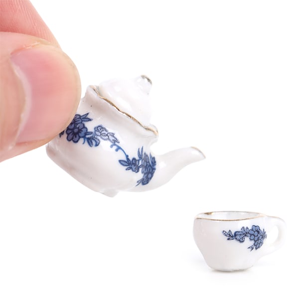 6 stk. Dukkehus Miniature Spisestel Porcelæn Testel