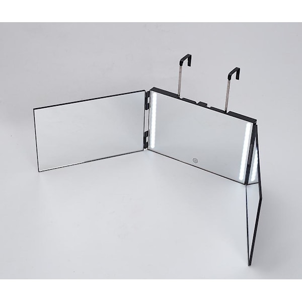 Spegel för självklippning 360 spegel med LED-ljus, Trifold Self Haircut Mirror