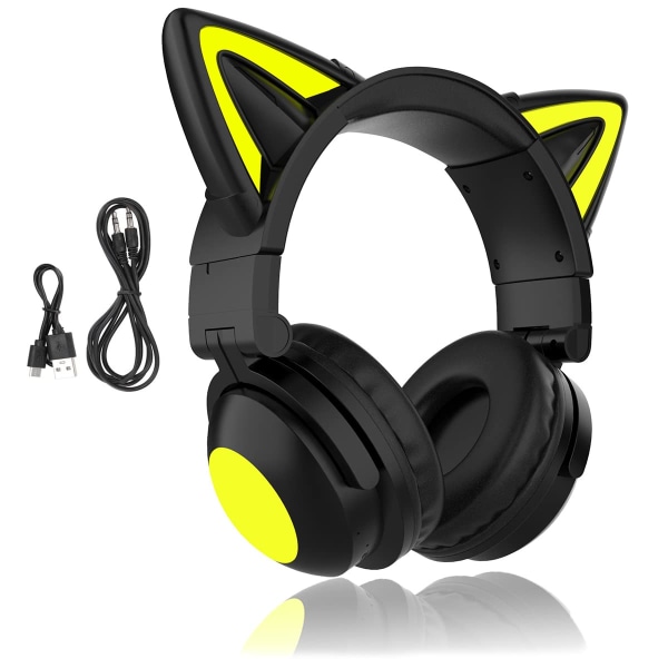 Cat Ear LED-lys Trådløs foldbar over øret Bluetooth-hovedtelefoner