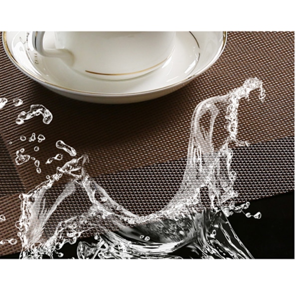 Bordbrikker Sett med 6 for Spisestue Bord Flekkbestandig Vaskbar PVC Kjøkken Bordmatter Vevd Vinyl Tørkbar Duk (kaffe)