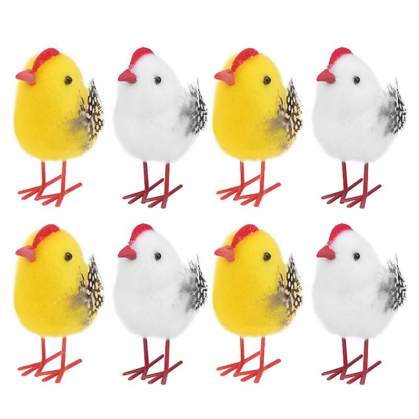 Pakke med 8 realistiske dekorative kyllingepåskerekvisitter