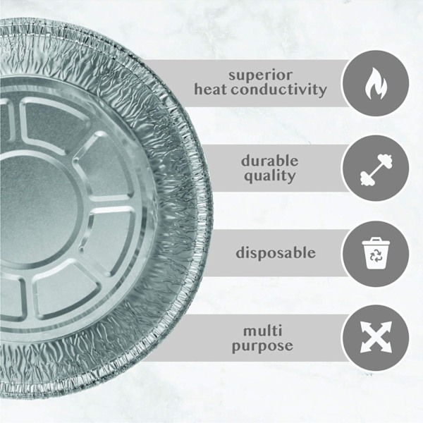 Plasticpro 6\" tommers runde aluminiumsfolie kakeformer engangsbruk, fryse- og ovnssikre - for baking, matlaging, steking, 60-pakning