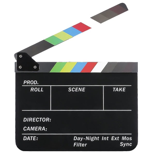 Dry Erase Director's Film Film Clapboard Cut Action Scene Clapper Board skiffer med färgglada pinnar