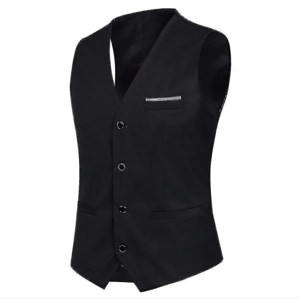 Kostym för män Business Casual 3-delad kostym blazerbyxor Väst 9 färger B Black 3XL
