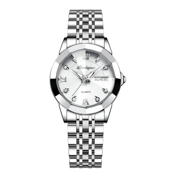 POEDAGAR Luksus Elegantti Kellon Korkea Laatu Casual Ruostumaton Teräs Heijastava Vedenkestävä Kvartsi Kellon Pukeutumiskello Silver White