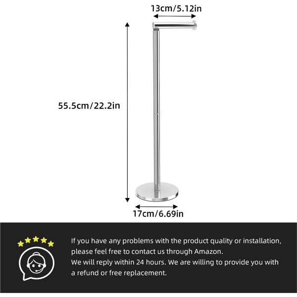 Fritstående Toiletrulleholder Foldepapirrulleholder Rustfrit stål Toiletrulleholder Stand