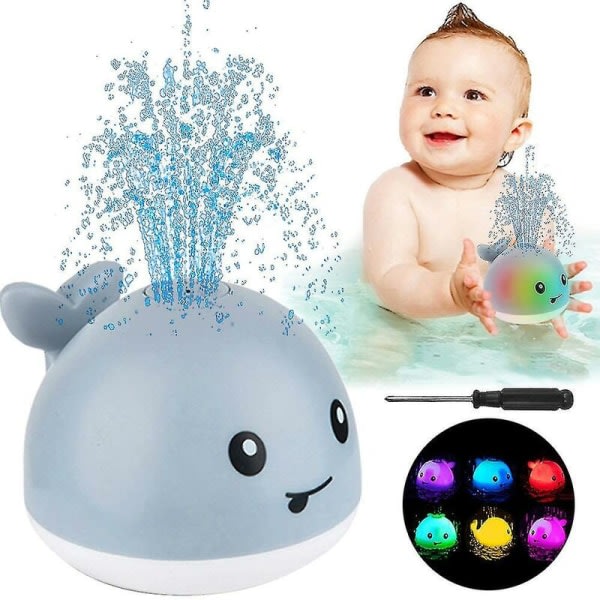 Baby Whale automatisk vattenspray badleksak med LED-ljusinduktionssprinkler badkar duschleksak