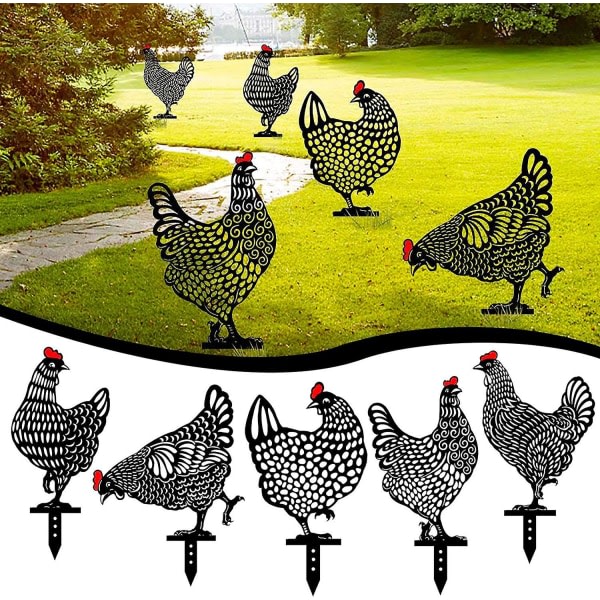 Metal Chicken Garden Metal Stakes, Hollow Garden Animal Ornament