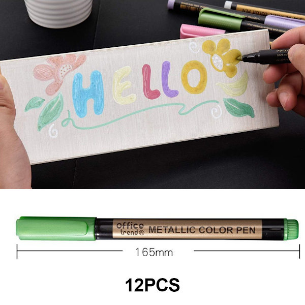 Anyuke Metallic Marker Pen Set, 10 färger, Permanent Penselpenna för att designa ditt eget fotoalbum, Gästbok, Scrapbook, Gold Metallic Pen Set