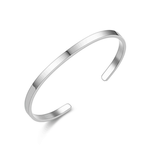 Titanium Open Cuff i rostfritt stål C-armband för män och kvinnor (Silver)