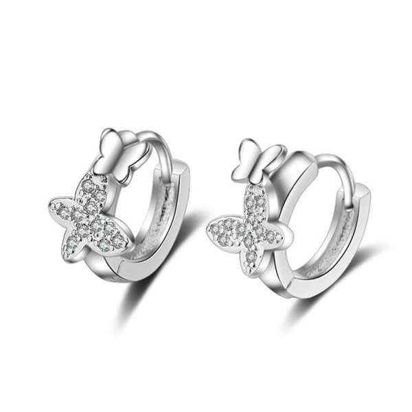 Women's earrings 925 sterling silver small cubic zirconia children's earrings butterfly temperament Elegant style