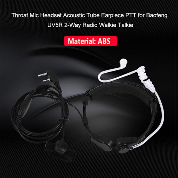 Halsmikrofon Headset Akustisk Ørepropp PTT for Baofeng UV5R 2-veis Radio Walkie Talkie 0.1