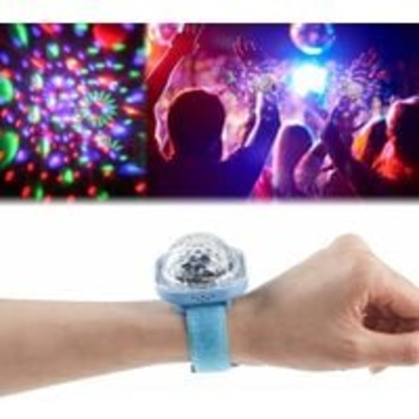 Diskotekugle, stjerneprojektor, festlys, børns diskokugle, mini LED-farveskiftende (blå) armbånd (blå)