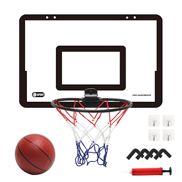 Transparent Hängande Dörr Basketkorg Slagfri Basketkorg Med 1 Korgnät 4 Krokar 1 Basketboll