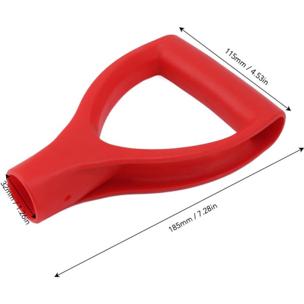 Spadehandtag D Typ 32 mm Sisähalkaisija Plast Snabbinstallation Snöskyffelhandtag för grävning rakt verktyg Röd