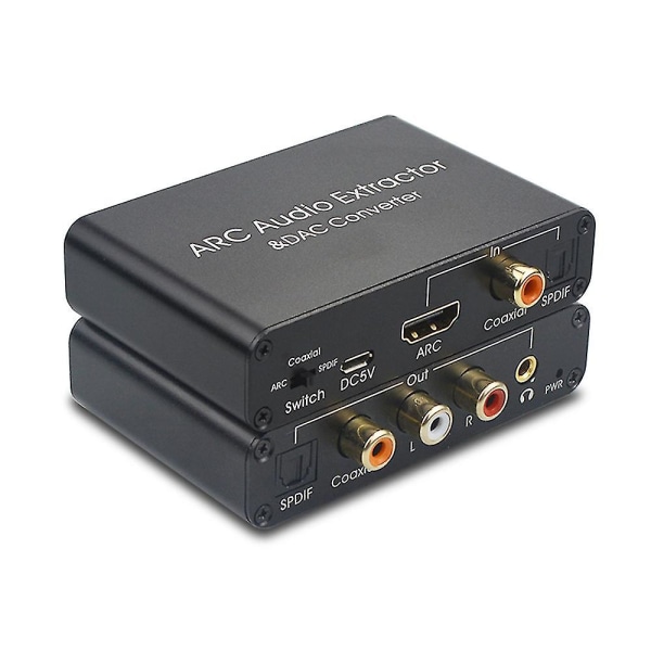 192 kHz Arc Audio Adapter HD Audio Extractor Digital til Analog Audio Converter DAC Spdif Koaksial RCA 3,5 mm Jack Utgang--