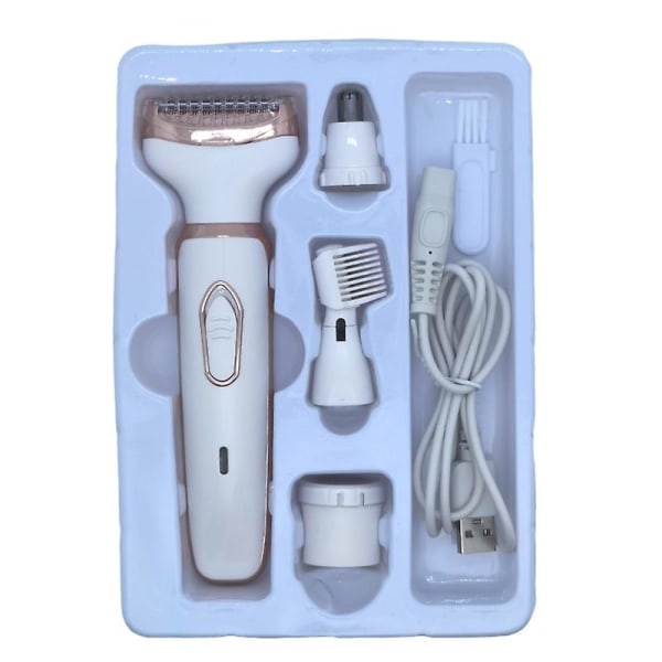 4-i-1 Elektrisk Barbermaskin for Kvinner USB Oppladbar Vanntett Barbermaskin for Kvinner