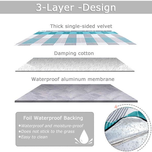 Picknickfilt, vattentät, hopfällbar, för camping, strand, Ga