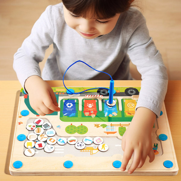 Magnetisk sopsorteringsspeltavla Roligt pusselspel Montessorileksaker för pojkar Flickor Barn 1st