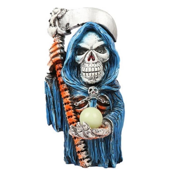 Resin Skull Staty Skräck Halloween Dekorasjon-blå