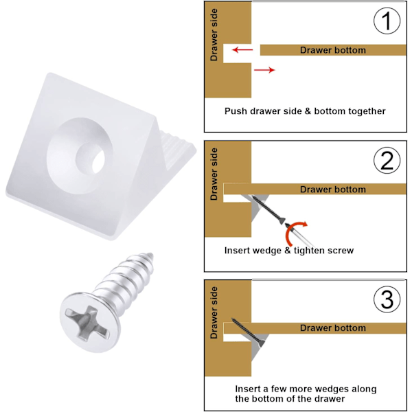 100-pack möbelbröstlåda botten reparation fixering, vit