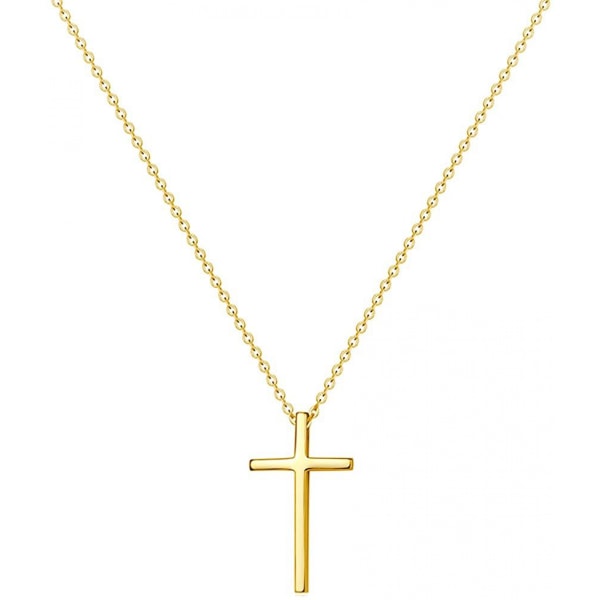 AVEKI Guld Halsband med Fint Kors 14K Guldpläterad CZ Turkos Tro Pendant Halsband Minimalistisk Handgjord Krucifix Kedja Halsband Present