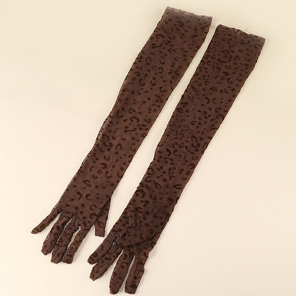 Leopardmønstret Kostyme Hansker Ytelse Lange Kostyme Hansker Leopard Lange Hansker Dame Coffee